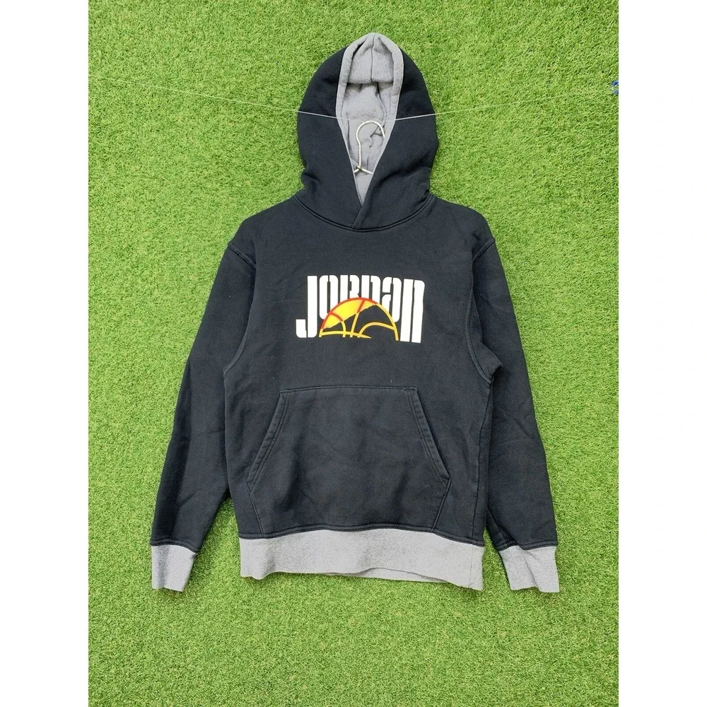 Jordan Hoodie Mens Small Black Athletic Y2K Jumpman 2000s Sweatshirt